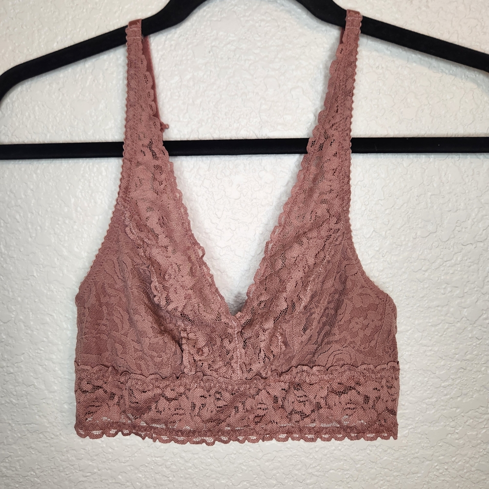 Felina Wireless Lace Bralette, Mauve Pink Size S - Picture 7 of 16